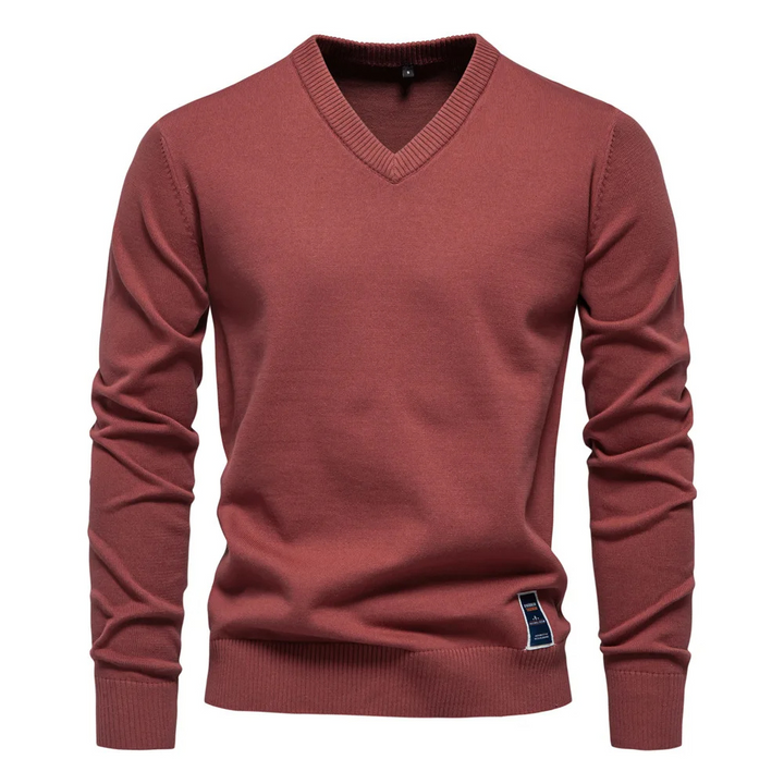 Męskie Swetry V-neck Eleganckie - Klasyczny Styl - Czerwony
