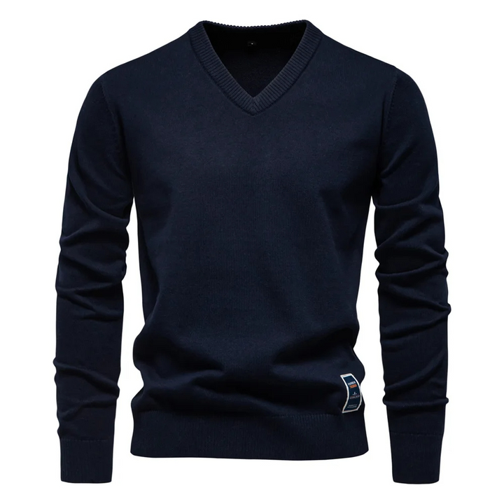 Męskie Swetry V-neck Eleganckie - Klasyczny Styl - Niebieski