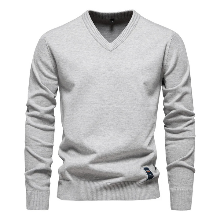 Męskie Swetry V-neck Eleganckie - Klasyczny Styl - Szary