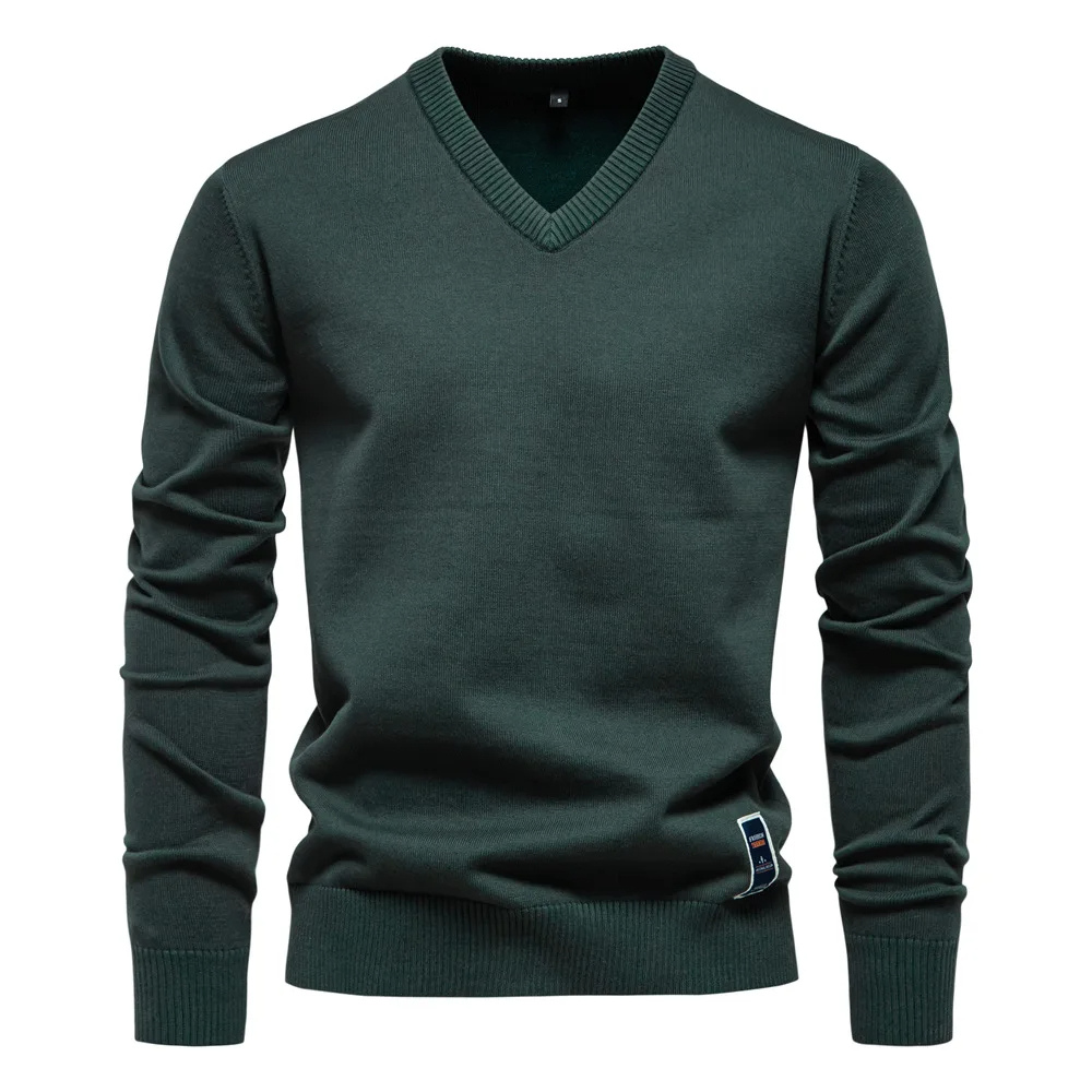 Męskie Swetry V-neck Eleganckie - Klasyczny Styl - Zielony