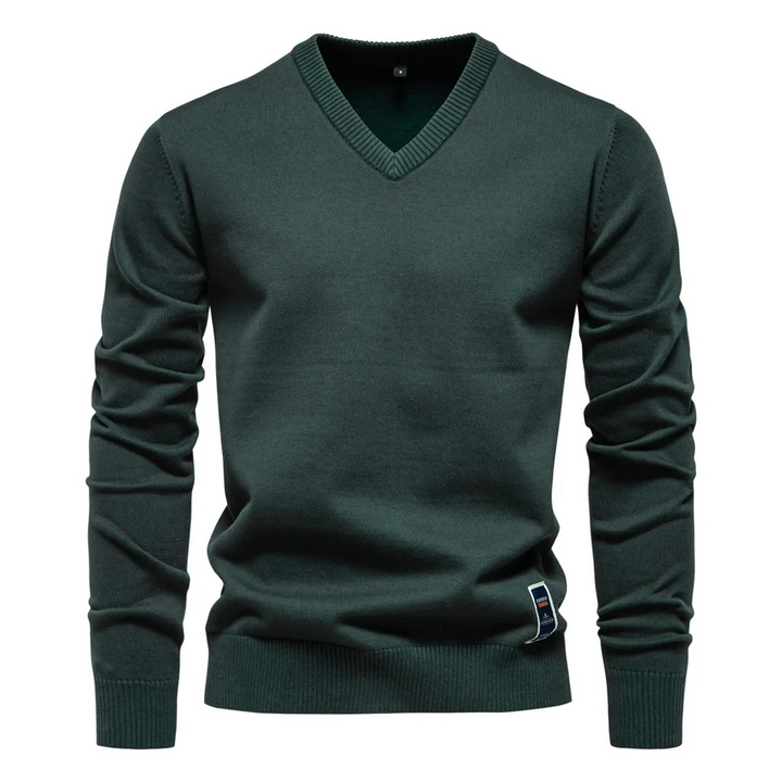 Męskie Swetry V-neck Eleganckie - Klasyczny Styl - Zielony