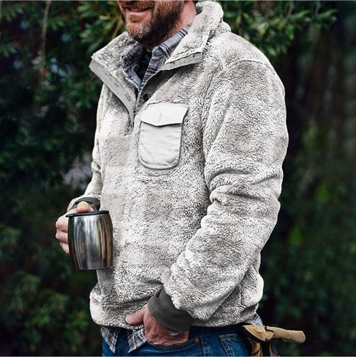 Męskie Swetry z Kołnierzem Stojącym - Casual Comfort - Szary