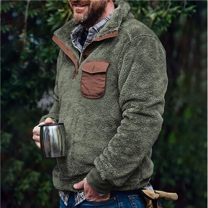 Męskie Swetry z Kołnierzem Stojącym - Casual Comfort - Zielony