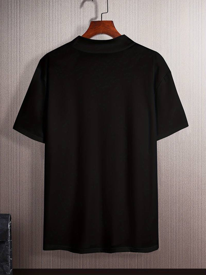 Męskie T-shirt Krótki Rękaw Kołnierz - Slim Fit Baza Letnia