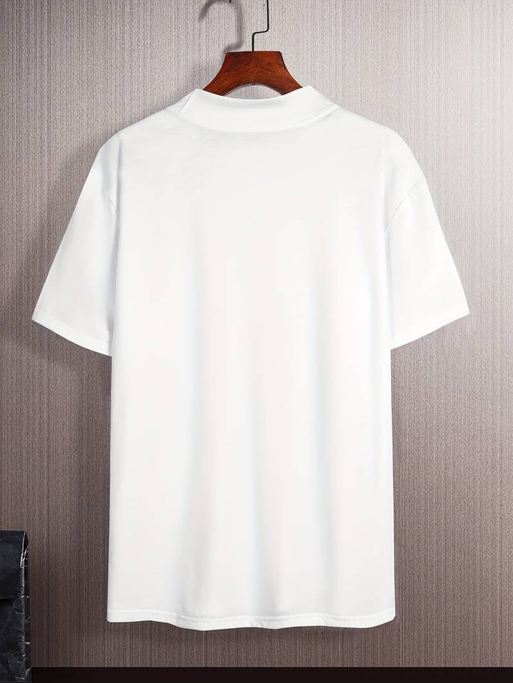 Męskie T-shirt Krótki Rękaw Kołnierz - Slim Fit Baza Letnia