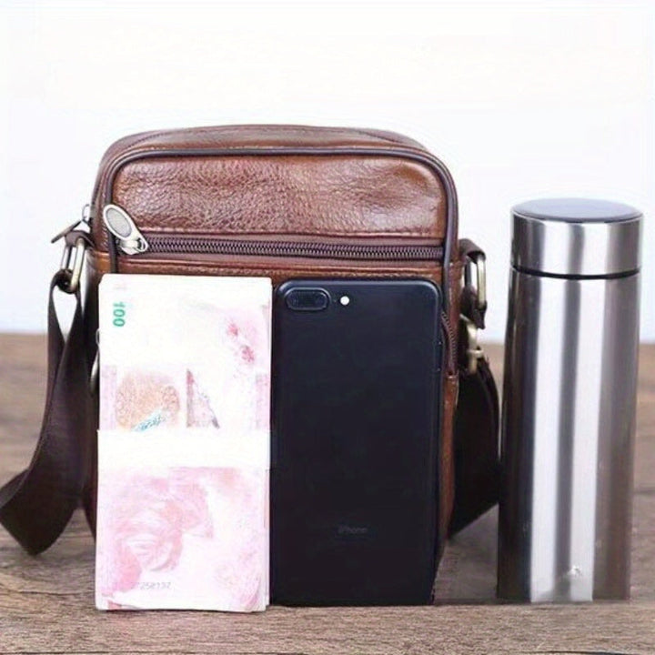 Męskie Torba na ramię skórzana - Biznesowa crossbody z dużą pojemności