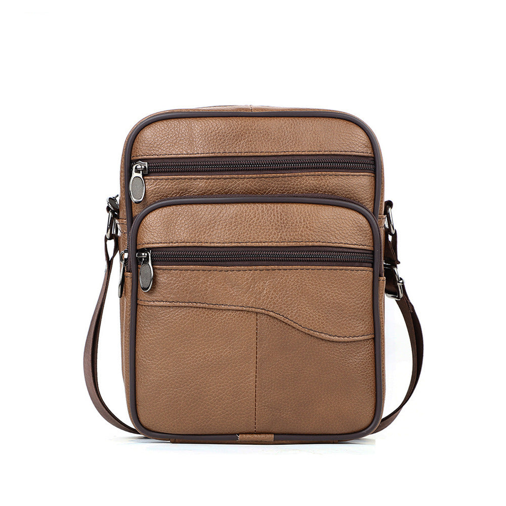 Męskie Torba na ramię skórzana - Biznesowa crossbody z dużą pojemności - Żółto-Brązowy