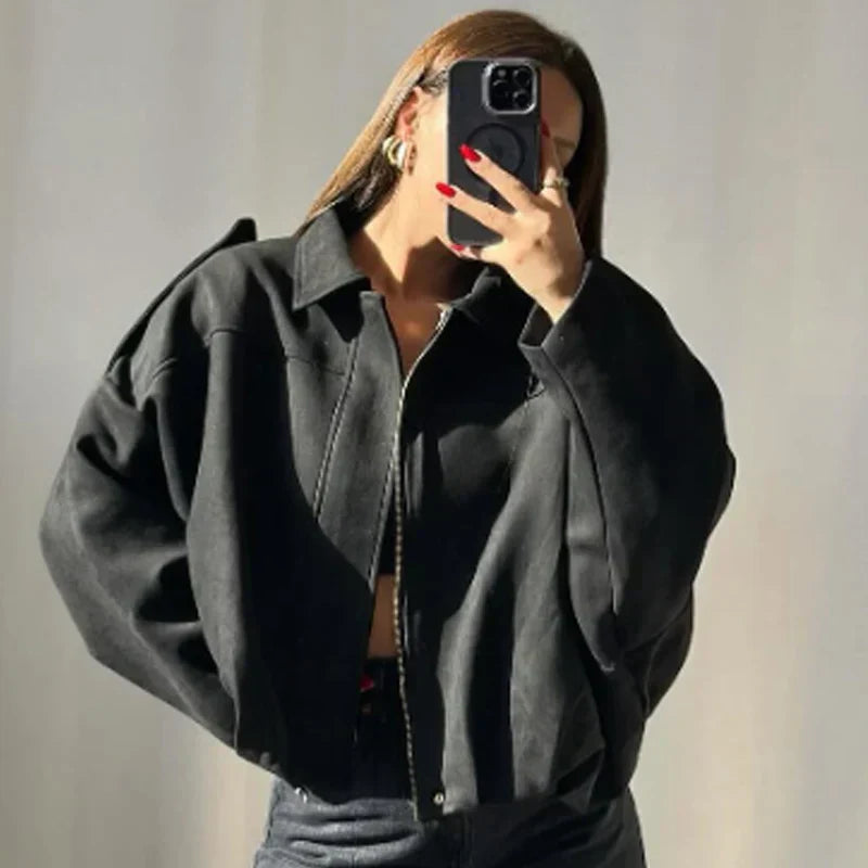 Krótka Kurtka Wiosenna | Bomberka Damska-Women Jacket-Miloska